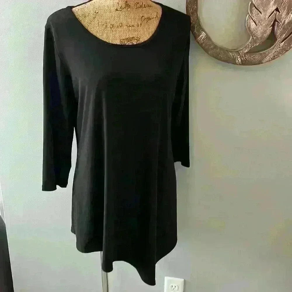Clara Sun Woo black asymmetrical, tunic, size, 1X